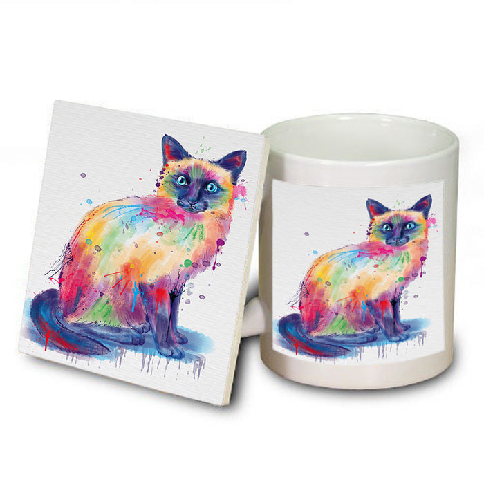 Watercolor Siamese Cat Mug and Coaster Set MUC57097