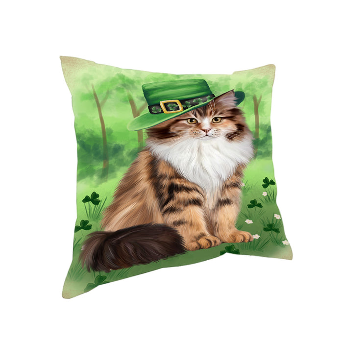 St. Patricks Day Irish Portrait Siberian Cat Pillow PIL86272
