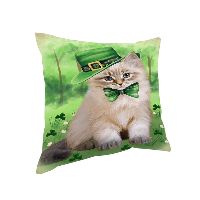 St. Patricks Day Irish Portrait Siberian Cat Pillow PIL86292