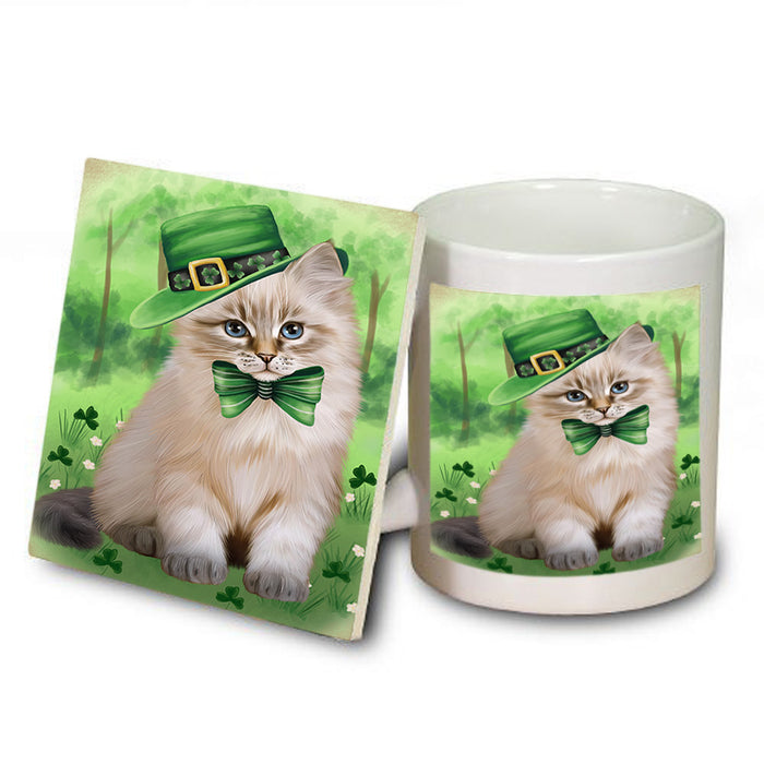 St. Patricks Day Irish Portrait Siberian Cat Mug and Coaster Set MUC57037