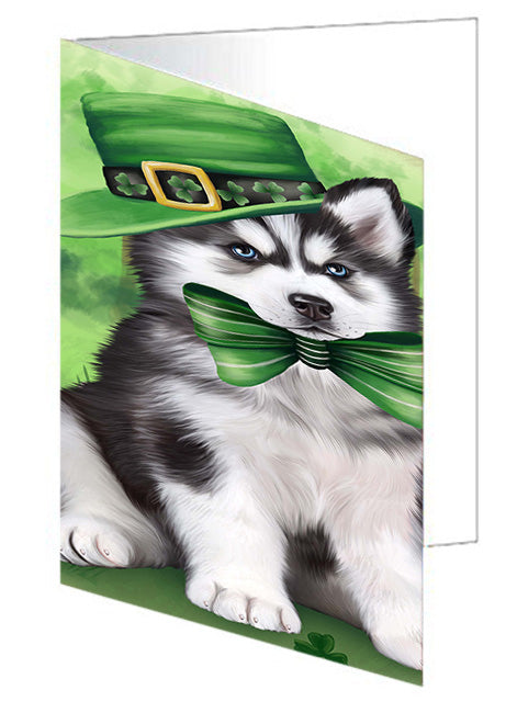 St. Patricks Day Irish Portrait Siberian Husky Dog Handmade Artwork Assorted Pets Greeting Cards and Note Cards with Envelopes for All Occasions and Holiday Seasons GCD52259