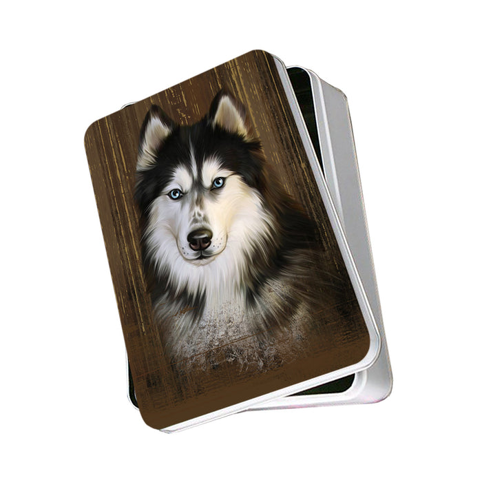 Rustic Siberian Husky Dog Photo Storage Tin PITN50496