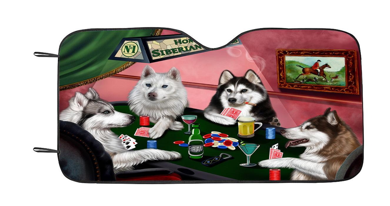 Home of  Siberian Husky Dogs Playing Poker Car Sun Shade