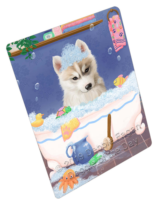 Rub A Dub Dog In A Tub Siberian Husky Dog Cutting Board - For Kitchen - Scratch & Stain Resistant - Designed To Stay In Place - Easy To Clean By Hand - Perfect for Chopping Meats, Vegetables, CA81878