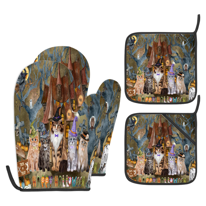 Siberian Cat Oven Mitts and Pot Holder: Explore a Variety of Designs, Potholders with Kitchen Gloves for Cooking, Custom, Personalized, Gifts for Pet & Cats Lover