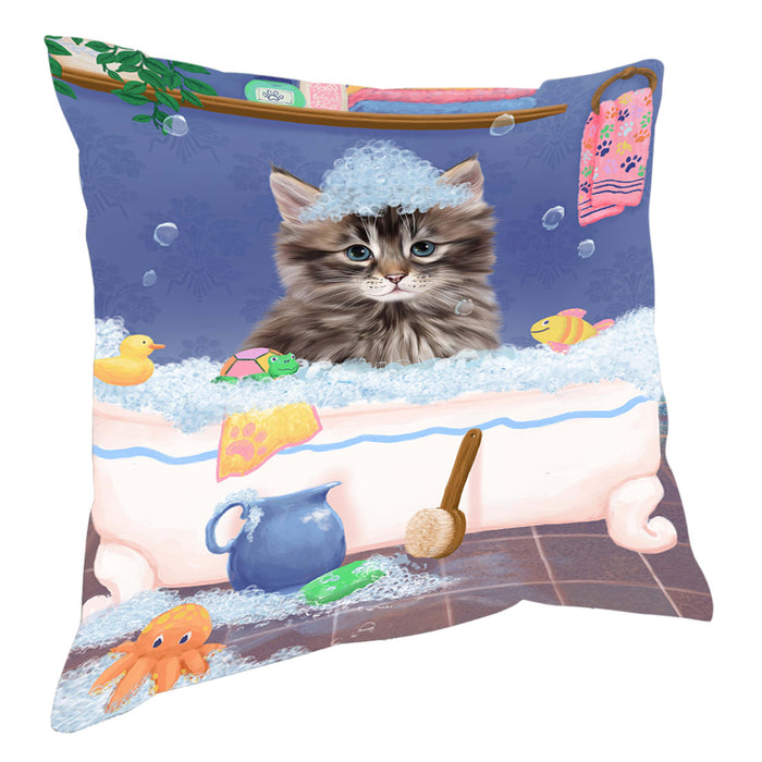 Rub A Dub Dog In A Tub Siberian Cat Pillow with Top Quality High-Resolution Images - Ultra Soft Pet Pillows for Sleeping - Reversible & Comfort - Ideal Gift for Dog Lover - Cushion for Sofa Couch Bed - 100% Polyester, PILA90820