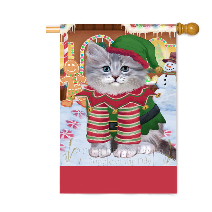 Personalized Gingerbread Candyfest Siberian Cat Custom House Flag FLG63969