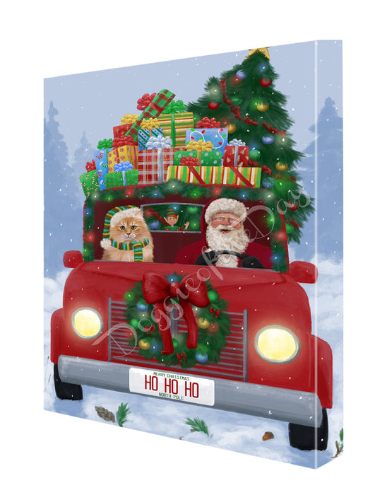 Christmas Honk Honk Here Comes Santa with Siberian Cat Canvas Print Wall Art Décor CVS147185