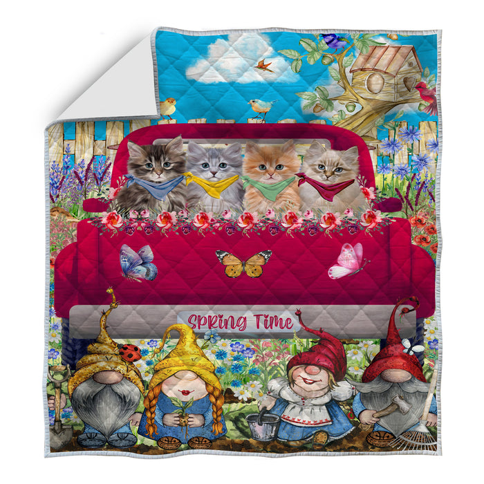 Siberian Cats Bedding Quilt, Bedspread Coverlet Quilted, Explore a Variety of Designs, Custom, Personalized, Pet Gift for Cat Lovers