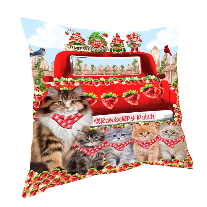 Siberian Cats Throw Pillow: Explore a Variety of Designs, Cushion Pillows for Sofa Couch Bed, Personalized, Custom, Cat Lover's Gifts