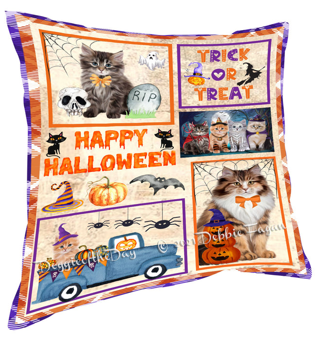 Happy Halloween Trick or Treat Siberian Cats Pillow with Top Quality High-Resolution Images - Ultra Soft Pet Pillows for Sleeping - Reversible & Comfort - Ideal Gift for Dog Lover - Cushion for Sofa Couch Bed - 100% Polyester, PILA88378