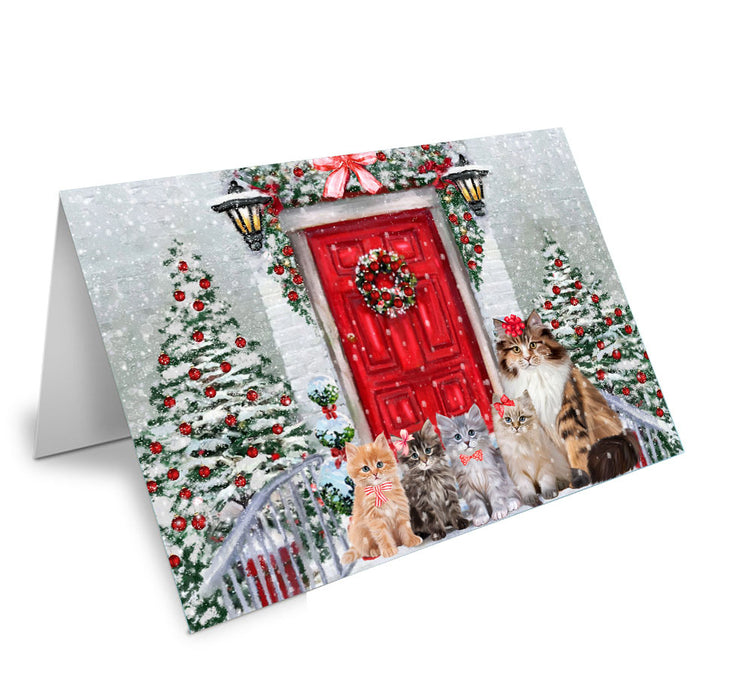 Christmas Holiday Welcome Siberian Cat Handmade Artwork Assorted Pets Greeting Cards and Note Cards with Envelopes for All Occasions and Holiday Seasons