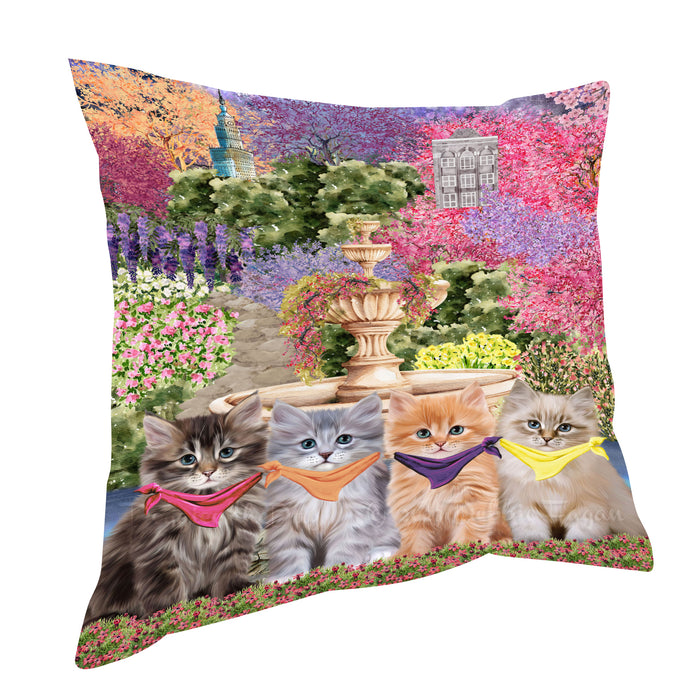 Siberian Cats Throw Pillow: Explore a Variety of Designs, Cushion Pillows for Sofa Couch Bed, Personalized, Custom, Cat Lover's Gifts