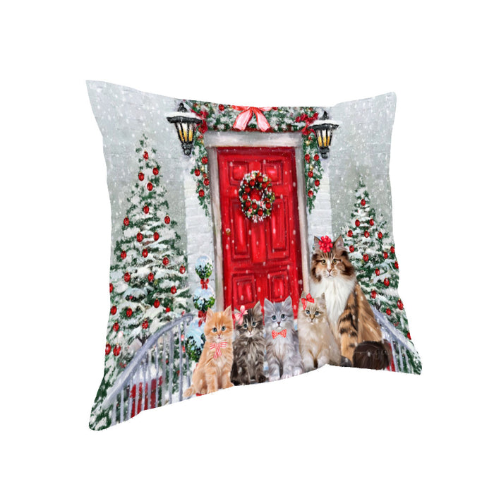 Christmas Holiday Welcome Siberian Cats Pillow with Top Quality High-Resolution Images - Ultra Soft Pet Pillows for Sleeping - Reversible & Comfort - Ideal Gift for Dog Lover - Cushion for Sofa Couch Bed - 100% Polyester