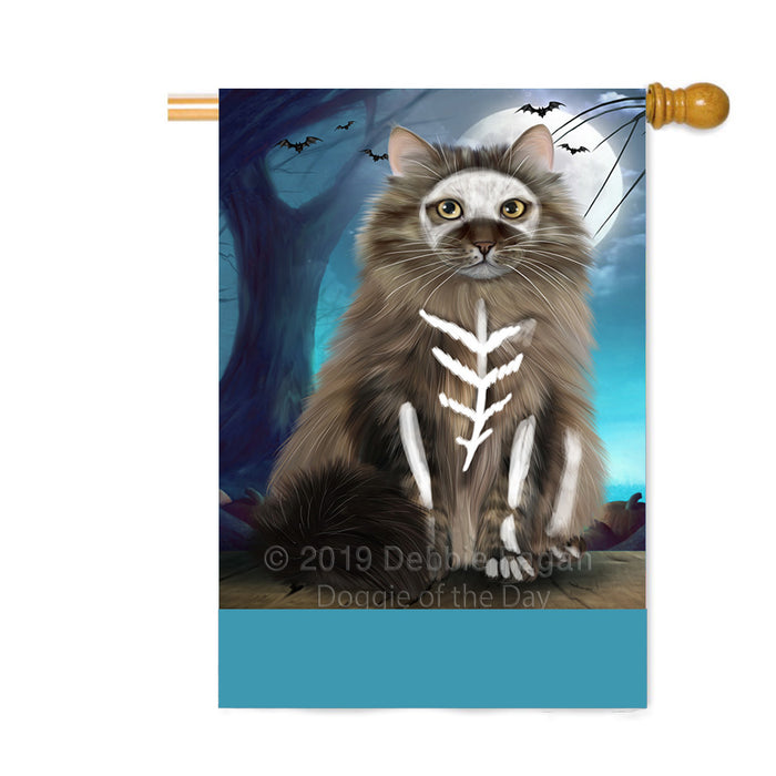 Personalized Happy Halloween Trick or Treat Siberian Cat Skeleton Custom House Flag FLG64233
