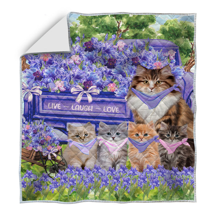 Siberian Cats Quilt: Explore a Variety of Custom Designs, Personalized, Bedding Coverlet Quilted, Gift for Cat and Pet Lovers