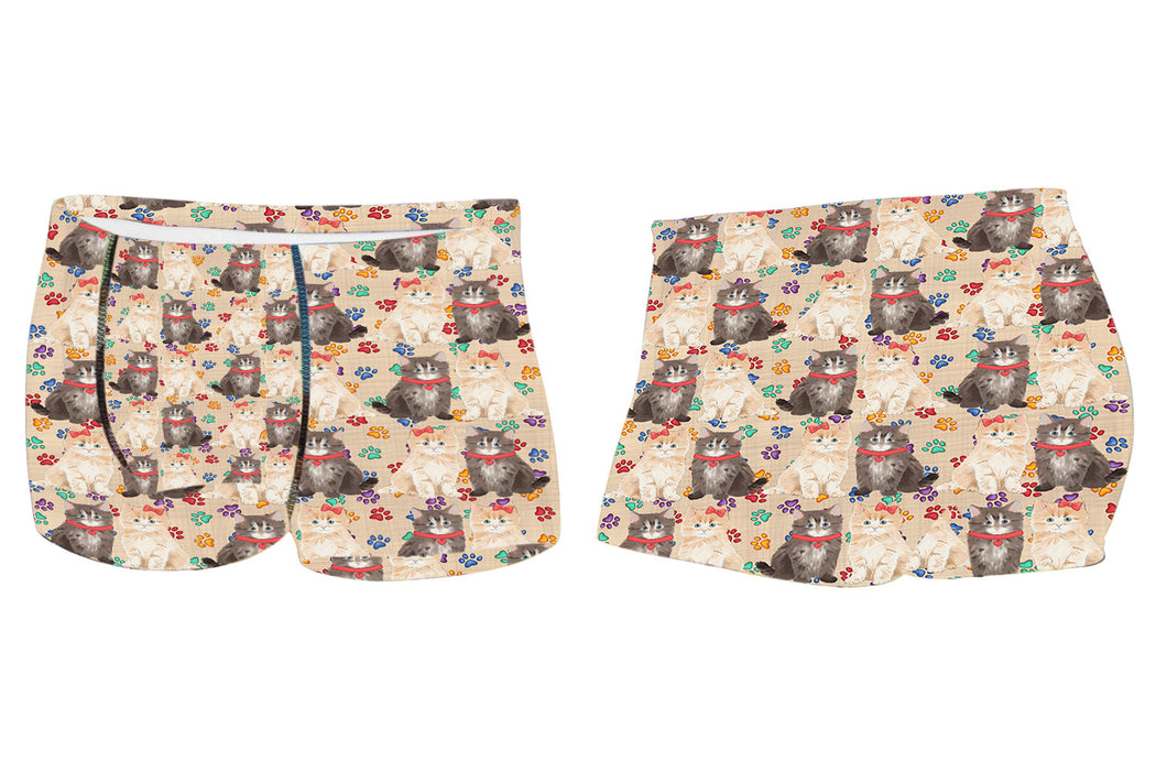Rainbow Paw Print Siberian Cats RedMen's All Over Print Boxer Briefs