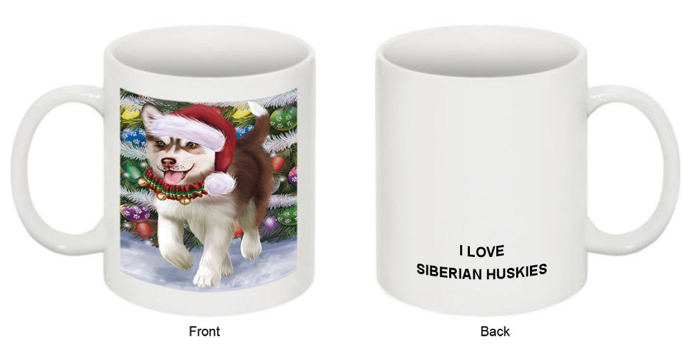 Trotting in the Snow Siberian Husky Dog Coffee Mug MUG49997
