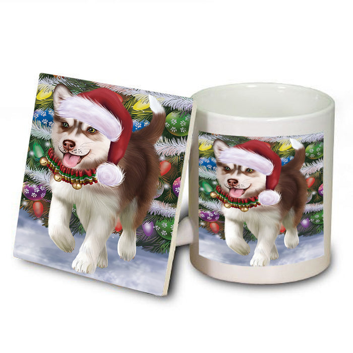 Trotting in the Snow Siberian Husky Dog Mug and Coaster Set MUC54591