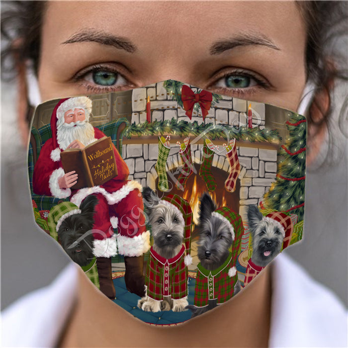 Christmas Cozy Holiday Fire Tails Skye Terrier Dogs Face Mask FM48671
