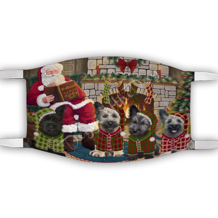 Christmas Cozy Holiday Fire Tails Skye Terrier Dogs Face Mask FM48671
