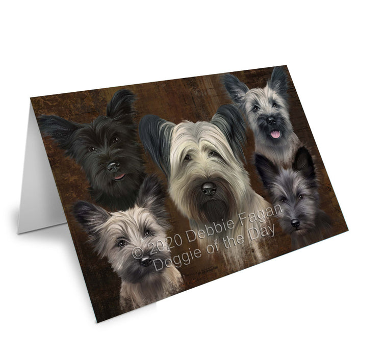 Rustic 5 Heads Skye Terrier Dogs Handmade Artwork Assorted Pets Greeting Cards and Note Cards with Envelopes for All Occasions and Holiday Seasons
