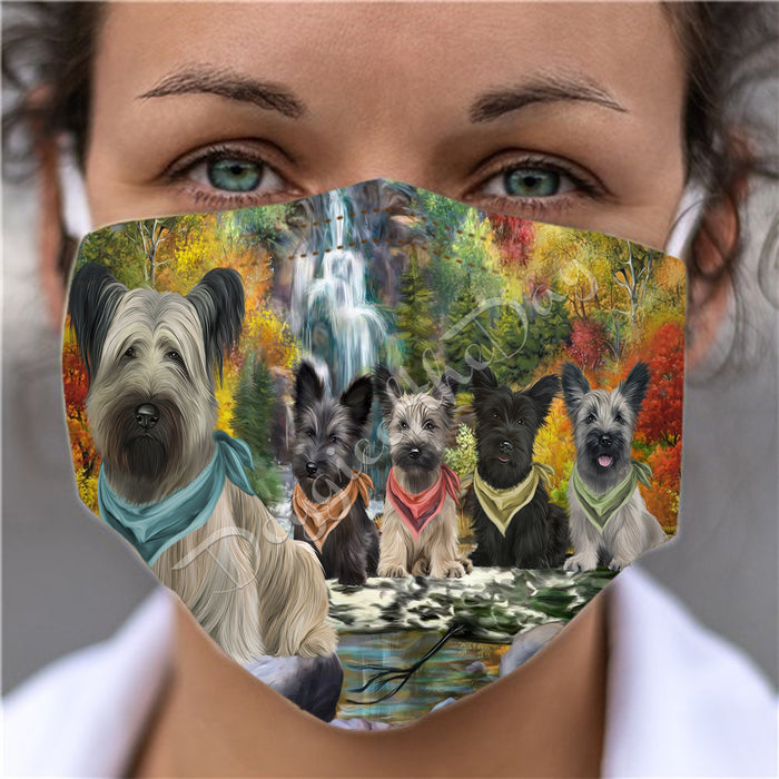 Scenic Waterfall Skye Terrier Dogs Face Mask FM49344