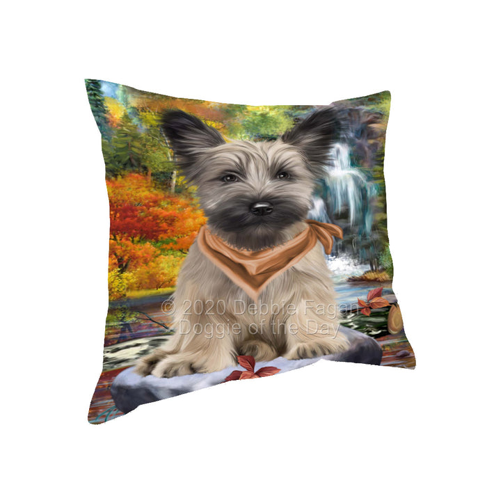 Scenic Waterfall Skye Terrier Dog Pillow with Top Quality High-Resolution Images - Ultra Soft Pet Pillows for Sleeping - Reversible & Comfort - Ideal Gift for Dog Lover - Cushion for Sofa Couch Bed - 100% Polyester, PILA92704