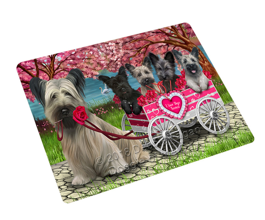 I Love Skye Terrier Dogs in a Cart Cutting Board C76983