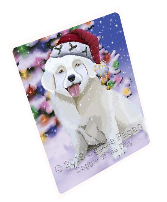 Winterland Wonderland Slovensky Cuvac Dog In Christmas Holiday Scenic Background Large Refrigerator / Dishwasher Magnet RMAG96654