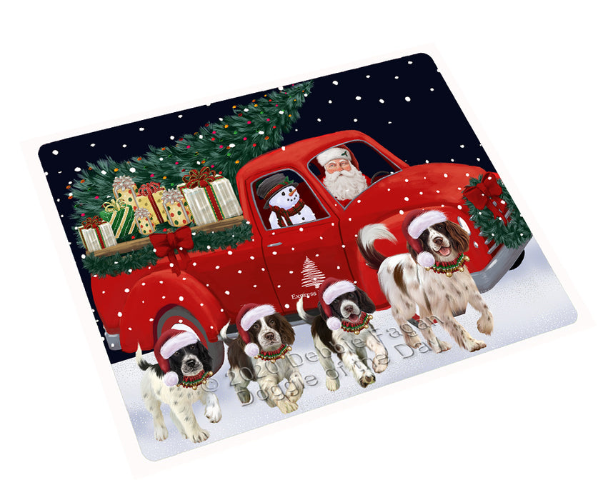 Christmas Express Delivery Red Truck Running Springer Spaniel Dogs Cutting Board - Easy Grip Non-Slip Dishwasher Safe Chopping Board Vegetables C77893