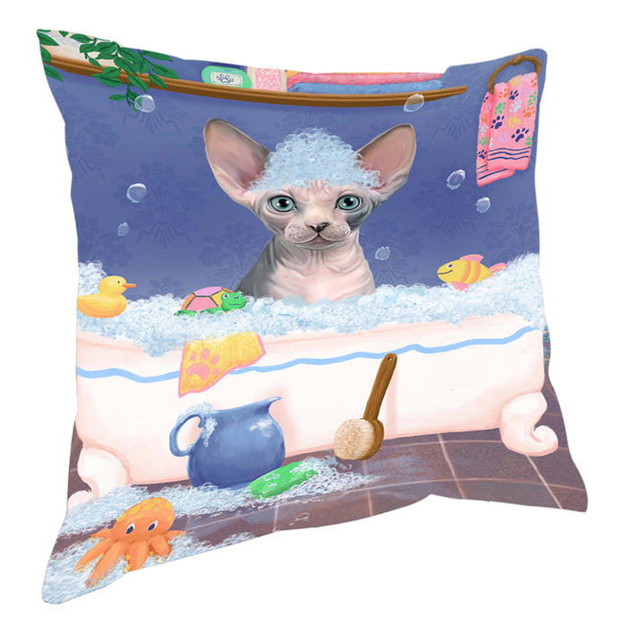 Rub A Dub Dog In A Tub Sphynx Cat Pillow with Top Quality High-Resolution Images - Ultra Soft Pet Pillows for Sleeping - Reversible & Comfort - Ideal Gift for Dog Lover - Cushion for Sofa Couch Bed - 100% Polyester, PILA90838