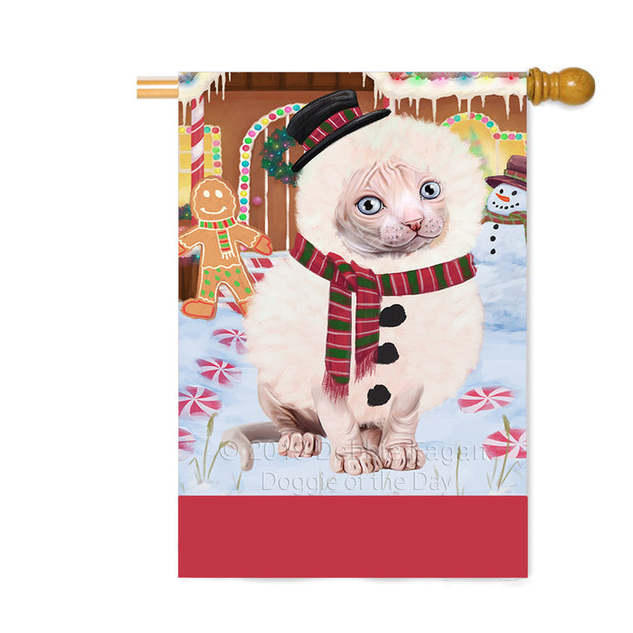 Personalized Gingerbread Candyfest Sphynx Cat Custom House Flag FLG63980