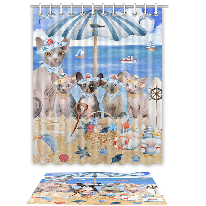 Sphynx Cat Shower Curtain & Bath Mat Set - Explore a Variety of Custom Designs - Personalized Curtains with hooks and Rug for Bathroom Decor - Cats Gift for Pet Lovers
