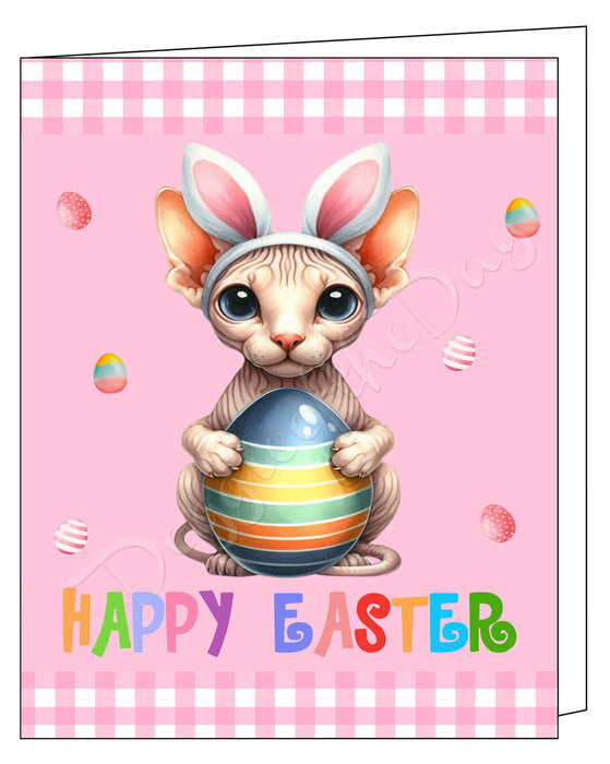 Sphynx Cat Easter Day Greeting Cards and Note Cards with Envelope - Easter Invitation Card with Multi Design Pack
