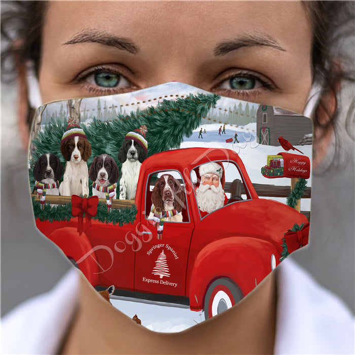 Christmas Santa Express Delivery Red Truck Springer Spaniel Dogs Face Mask FM48479