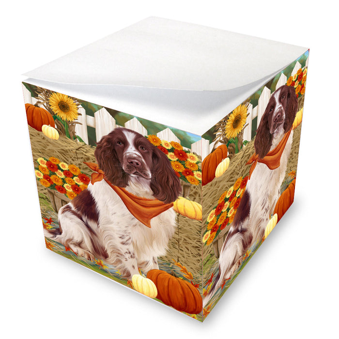 Fall Pumpkin Autumn Greeting Springer Spaniel Dog Note Cube NOC-DOTD-A57555