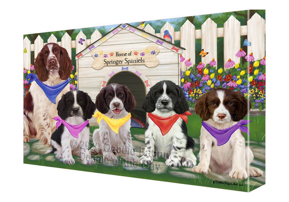 Spring Dog House Springer Spaniel Dogs Canvas Wall Art - Premium Quality Ready to Hang Room Decor Wall Art Canvas - Unique Animal Printed Digital Painting for Decoration
