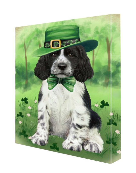 St. Patrick's Day Springer Spaniel Dog Canvas Wall Art - Premium Quality Ready to Hang Room Decor Wall Art Canvas - Unique Animal Printed Digital Painting for Decoration CVS739