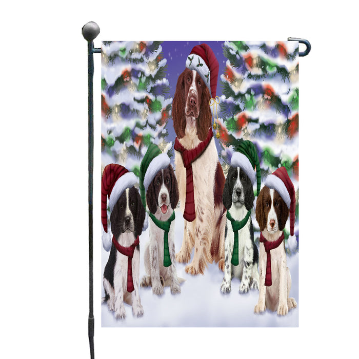 Christmas Happy Holidays Springer Spaniel Dogs Family Portrait Garden Flags Outdoor Decor for Homes and Gardens Double Sided Garden Yard Spring Decorative Vertical Home Flags Garden Porch Lawn Flag for Decorations