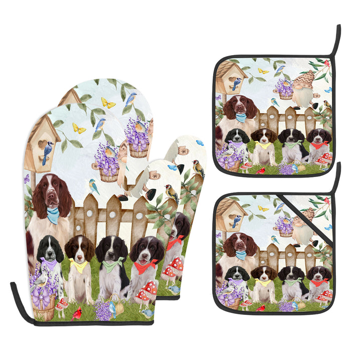Springer Spaniel Oven Mitts and Pot Holder Set: Explore a Variety of Designs, Personalized, Potholders with Kitchen Gloves for Cooking, Custom, Halloween Gifts for Dog Mom