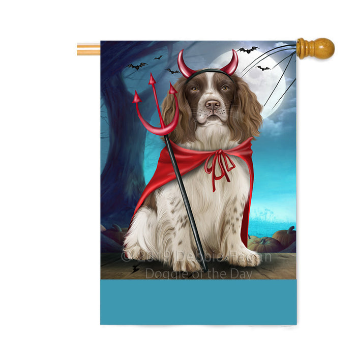 Personalized Happy Halloween Trick or Treat Springer Spaniel Dog Devil Custom House Flag FLG64179