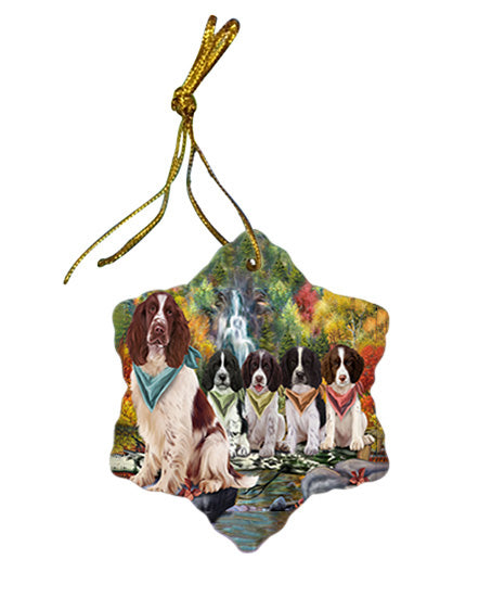 Scenic Waterfall Springer Spaniels Dog Star Porcelain Ornament SPOR54807