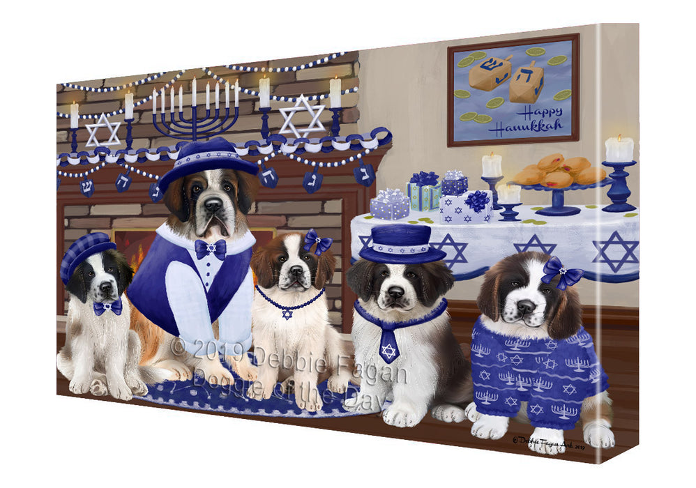 Happy Hanukkah Family Saint Bernard Dogs Canvas Print Wall Art Décor CVS144314