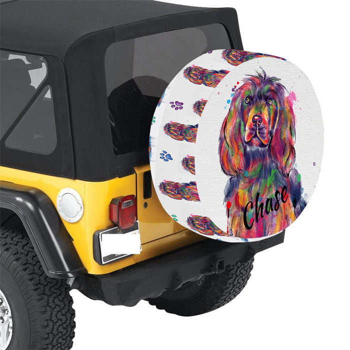 Custom Pet Name Personalized Watercolor Sussex Spaniel Dog Car Tire Cover