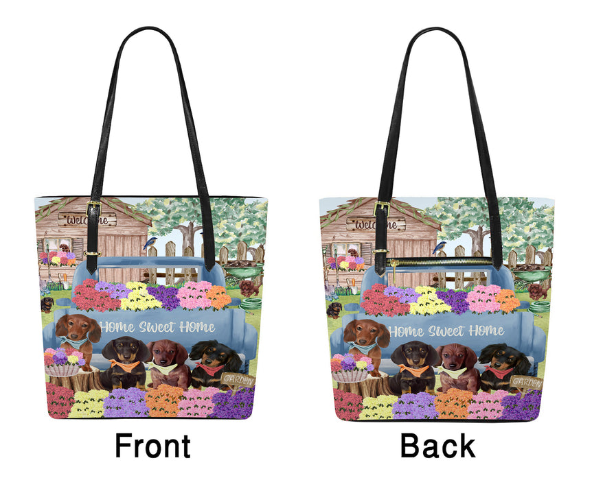 Rhododendron Home Sweet Home Garden Blue Truck Dachshund Dogs Euramerican Tote Bag