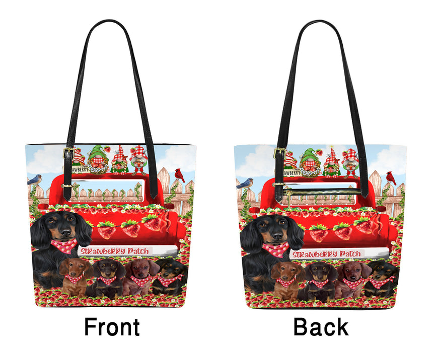 Strawberry Patch with Gnomes Dachshund Dogs Euramerican Tote Bag