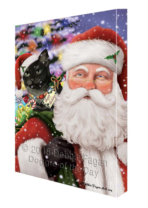 Santa Carrying Tabby Cat and Christmas Presents Canvas Print Wall Art Décor CVS119762