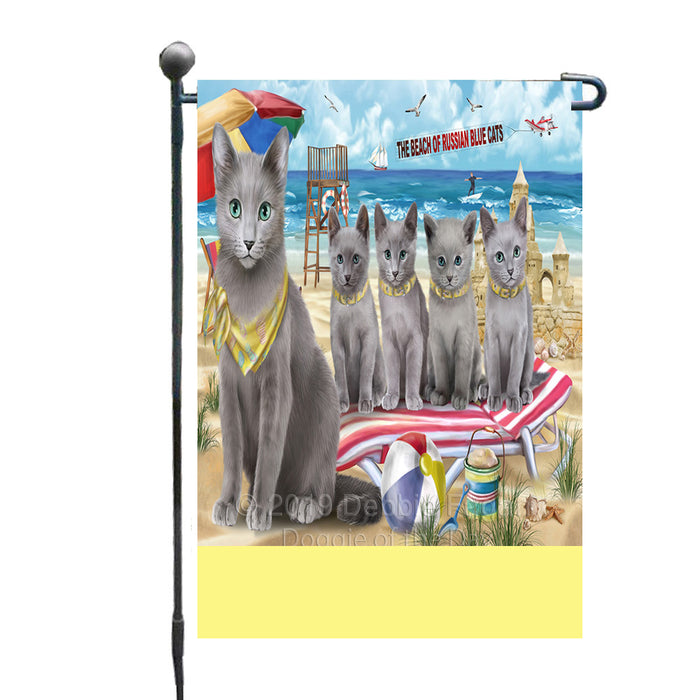 Personalized Pet Friendly Beach Russian Blue Cats Custom Garden Flags GFLG-DOTD-A58399