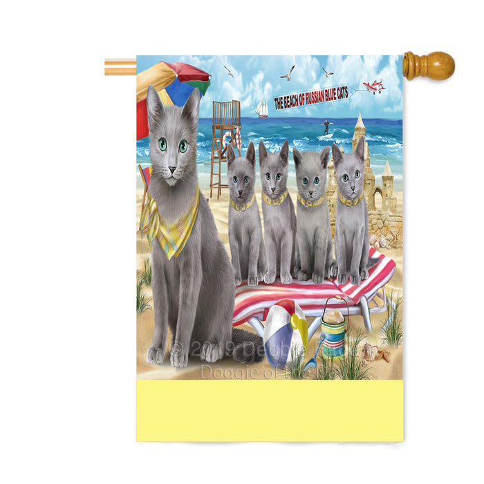 Personalized Pet Friendly Beach Russian Blue Cats Custom House Flag FLG-DOTD-A58455